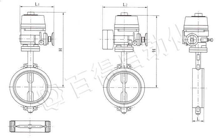 电动对夹式软密封蝶阀安装尺寸图